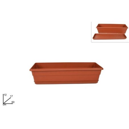 INGROSSO VASO PLASTICA RETT. C/SOTTOVASO 50*17 CM