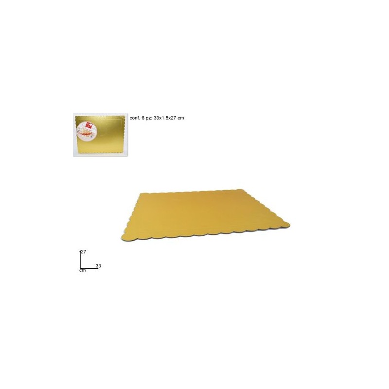 VASSOIO DOLCI RETT. CARTONE 27X33CM ORO EAN 8034048436776 INGROSSO VASSOI E DISCHI