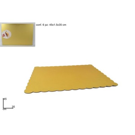 INGROSSO VASSOIO DOLCI RETT. CARTONE 35X45CM ORO