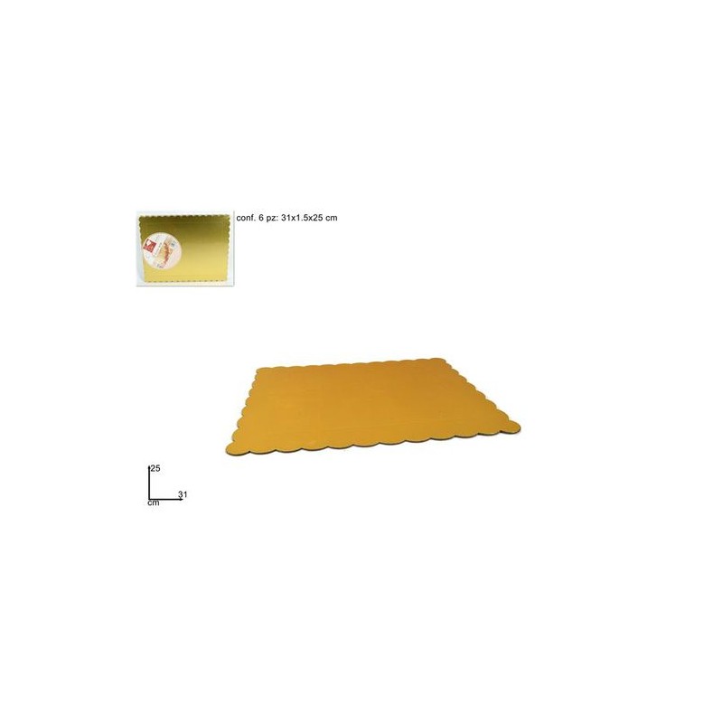 VASSOIO DOLCI RETTANG. CARTONE 25X31 ORO EAN 8034048436769 INGROSSO VASSOI E DISCHI