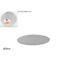 INGROSSO VASSOIO DOLCI TONDO CARTONE CM28 SILVER