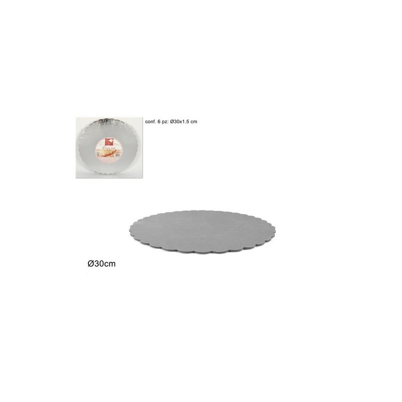 VASSOIO DOLCI TONDO CARTONE CM30 SILVER EAN 8034048436905 INGROSSO VASSOI E DISCHI