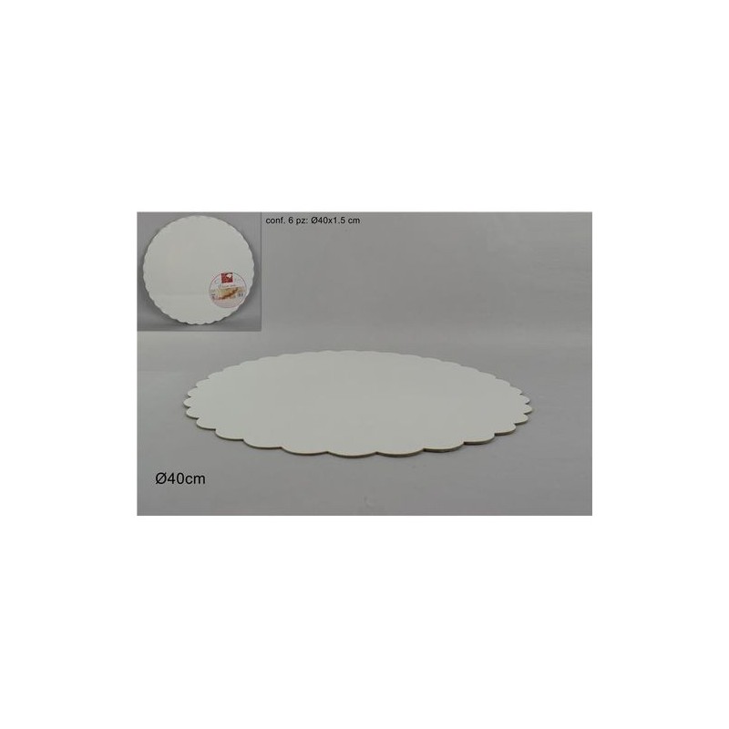 VASSOIO DOLCI TONDO CARTONE CM40 BIANCO EAN 8034048436950 INGROSSO VASSOI E DISCHI