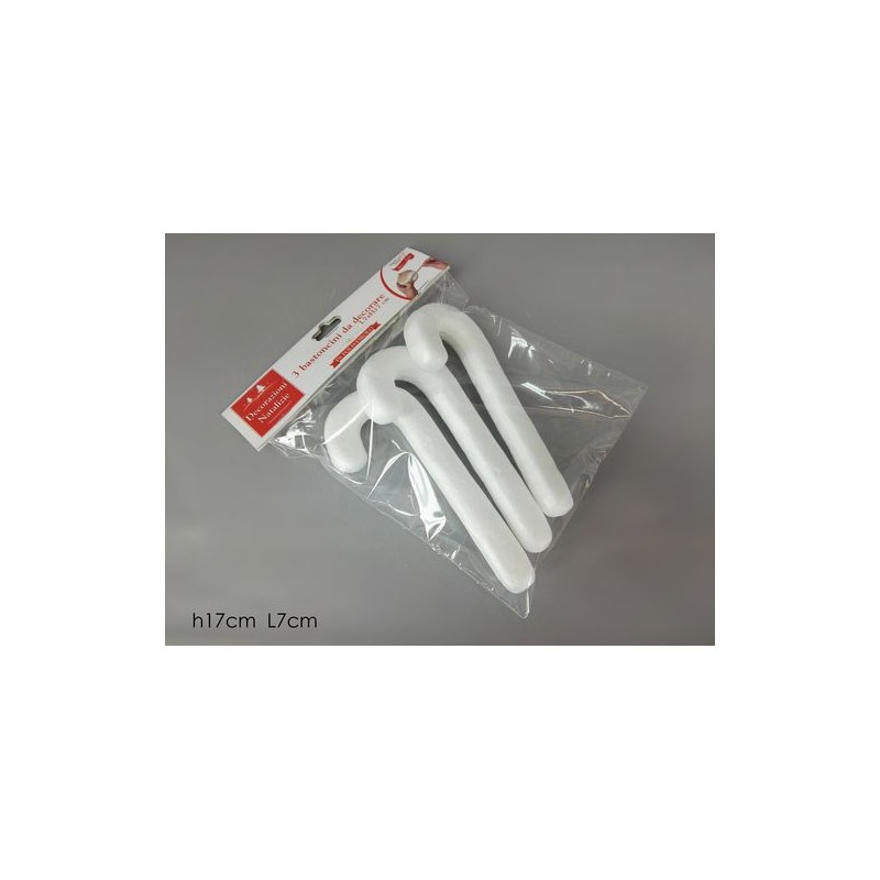 SET 3 BASTONCINI DA DECORARE 17X7CM IN POLISTIROLO EAN 8015361195557 INGROSSO ARTICOLI DECORAZIONI NATALIZIE