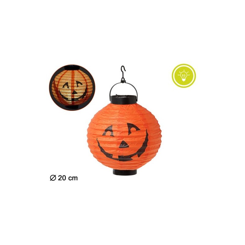 LANTERNA HALLOWEEN D.20CM CON LUCE EAN  INGROSSO FESTONI E ADDOBBI HALLOWEEN