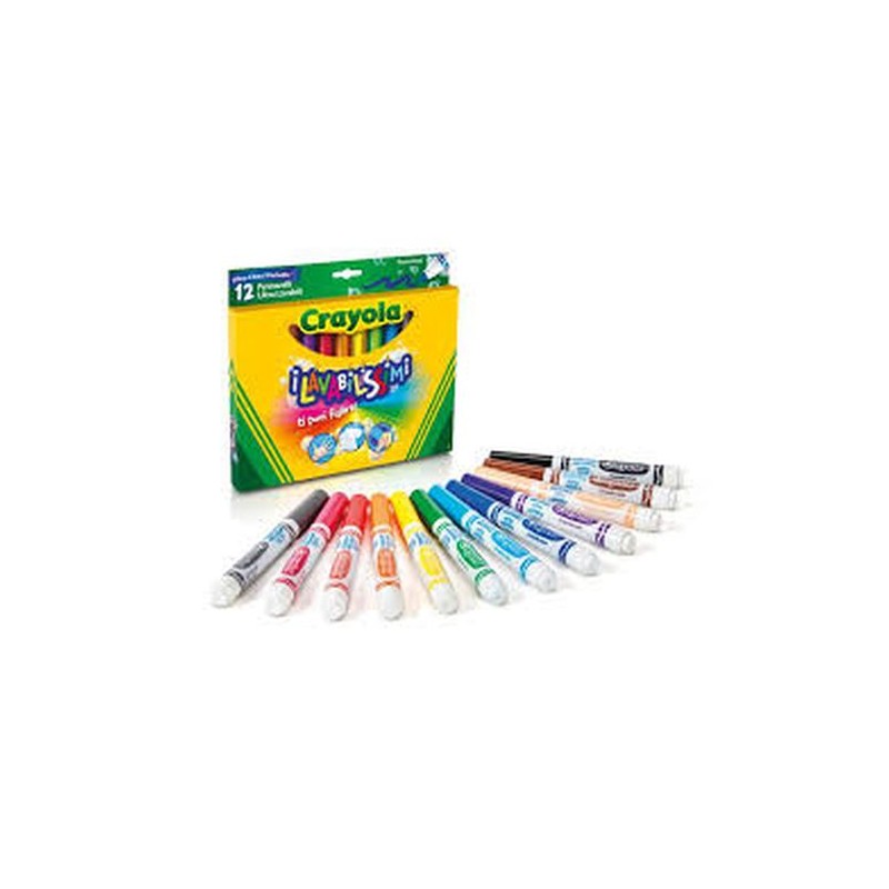 12 COLORI FIBRA LAVABILISSIMI PUNTA MAXI EAN  INGROSSO PENNARELLI