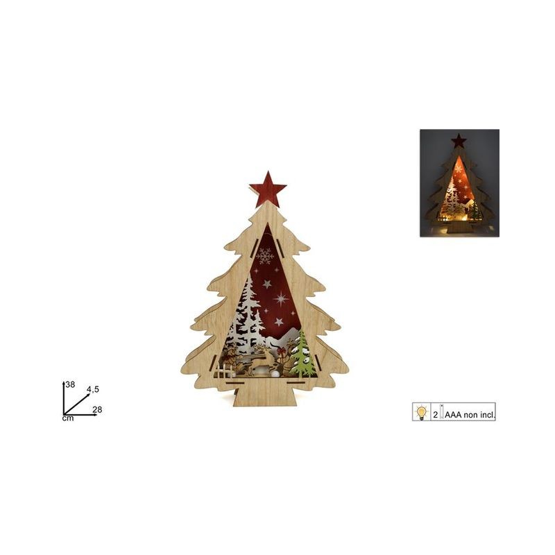 ALBERO IN LEGNO C/SCENARIO C/LUCE EAN 8053482047133 INGROSSO ALBERI DI NATALE