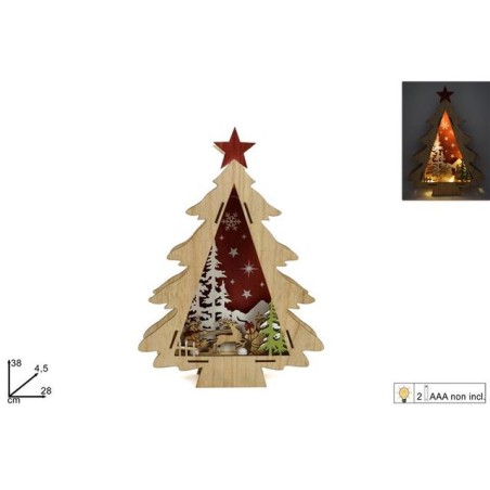 ALBERO IN LEGNO C/SCENARIO C/LUCE EAN 8053482047133 INGROSSO ALBERI DI NATALE