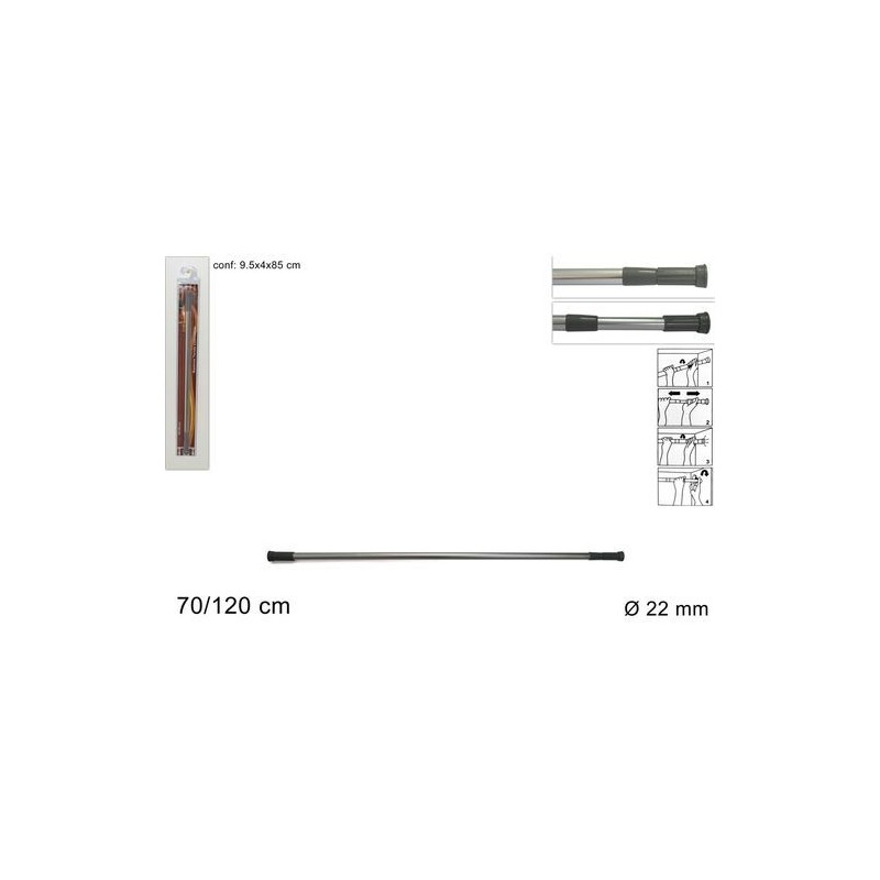 BASTONE TENDA ALLUMINIO EST.70/120CM EAN 8034048261743 INGROSSO VITI E CHIODI