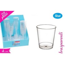 INGROSSO BICCHIERI SHOT PLASTICA TRASPAR.28PZ 4CM