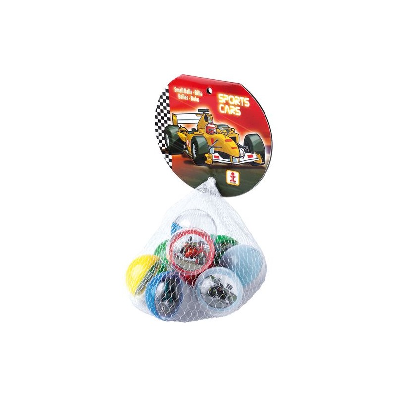 BIGLIE DA SPIAGGIA SPORT AUTO 9PZ D.3.7CM IN RETINA (24) EAN 8007315327008 INGROSSO GIOCHI MARE