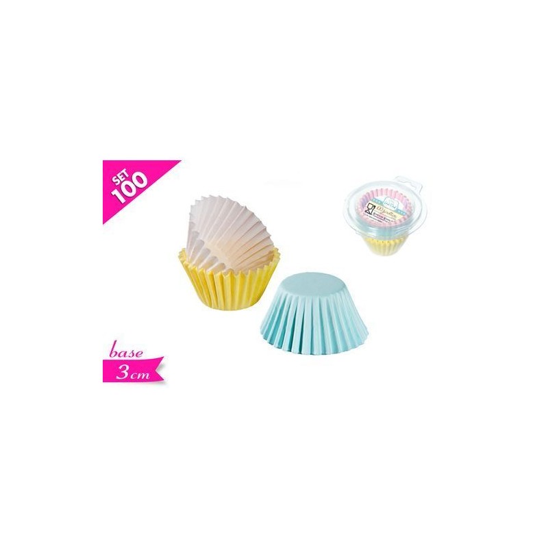 BOX 100 PIROTTINI BASE 3CM COLORI ASS. EAN 8032732082407 INGROSSO ACCESSORI PER DOLCI