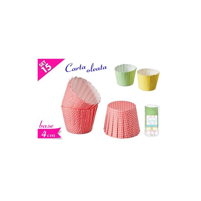BOX 15 PIROTTINI 4CM CARTA OLEATA ASS. EAN 8032732204250 INGROSSO FORMINE E STAMPINI PER DOLCI