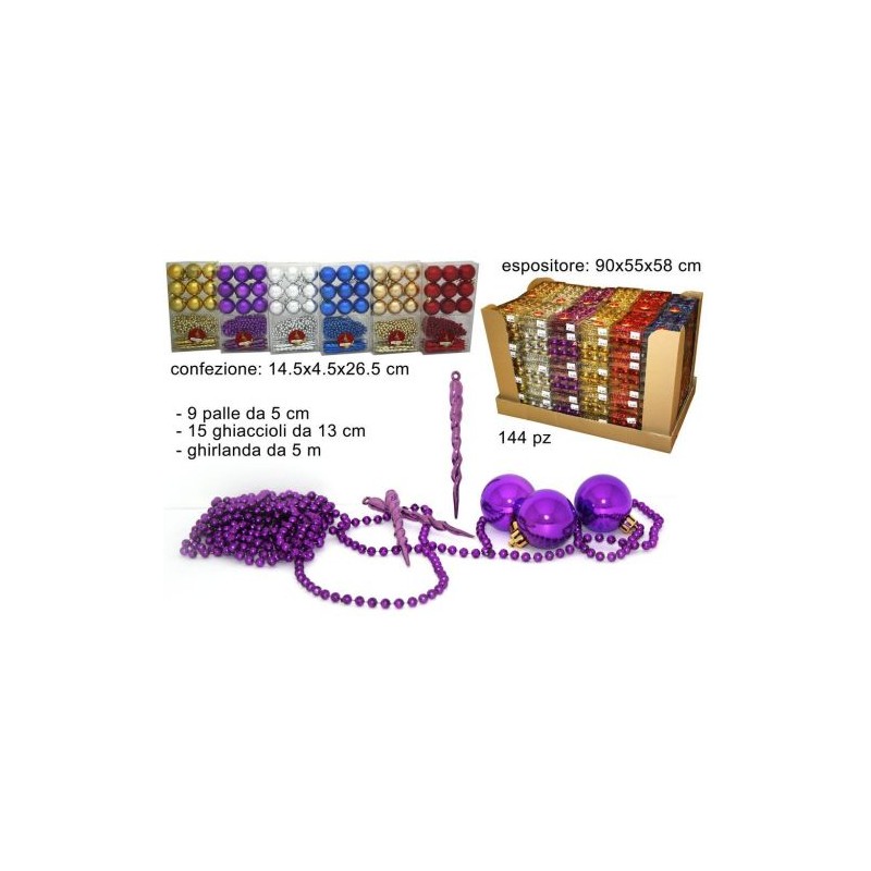 BOX 25 ORNAMENTI ASS. EAN 8033113130144 INGROSSO PALLINE DI NATALE E PUNTALI