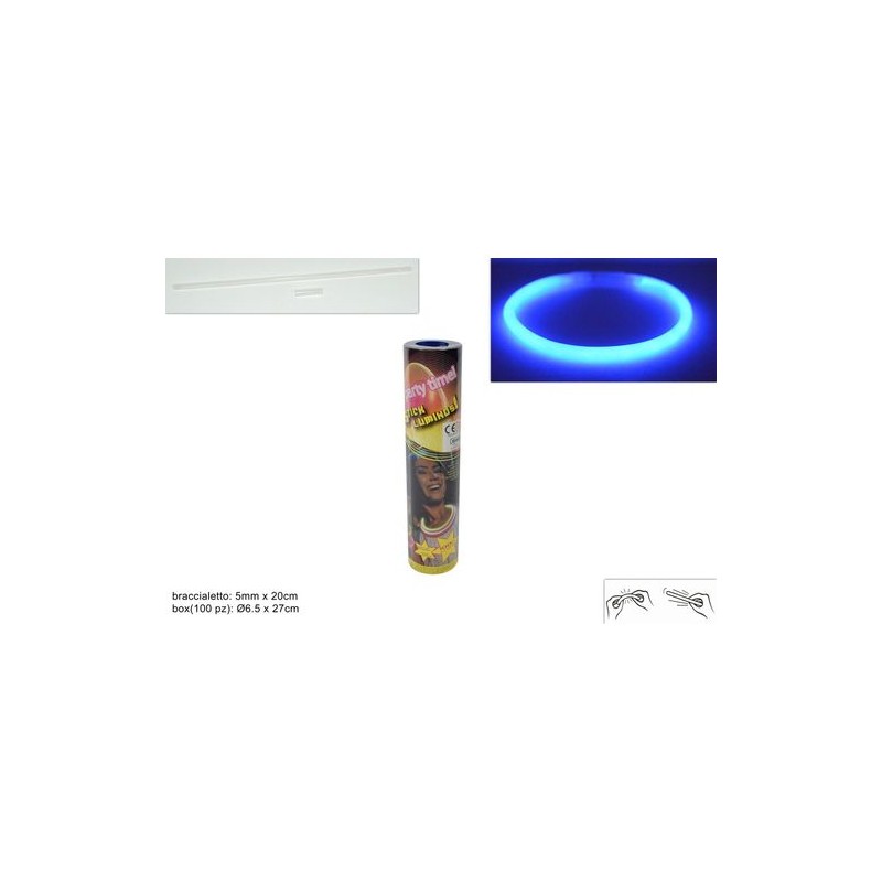 BRACCIALETTI LUMINOSI FLUO BLU C.100 EAN 8034048284520 INGROSSO ACCESSORI PARTY