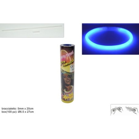 BRACCIALETTI LUMINOSI FLUO BLU C.100 EAN 8034048284520 INGROSSO ACCESSORI PARTY