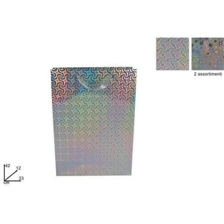 BUSTA REGALO 42X33X12CM SILVER 2 ASS. EAN 8033113942501 INGROSSO SACCHETTI E SHOPPER NATALIZI