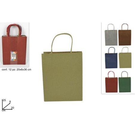 BUSTA REGALO CARTA 6COL SCURI 25X8X20 EAN 8034048481523 INGROSSO SACCHETTI E SHOPPER REGALO