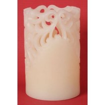 INGROSSO CAND.LED 9.5 CM C/RICAMO B.O. IN CERA