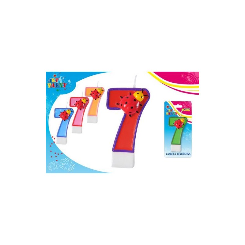 CANDELA C/COCCINELLA N.7 EAN 8032732163724 INGROSSO CANDELE COMPLEANNO