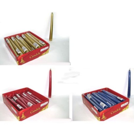 CANDELA METALLICA BLU ROSSO ORO 20cm EAN 8033113117459 INGROSSO CANDELE E LAMPADE NATALIZIE