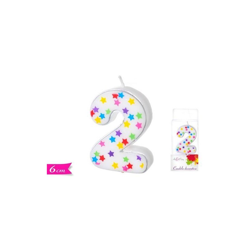 CANDELA NUMERO 2 C/STELLE EAN 8032732184743 INGROSSO CANDELE COMPLEANNO