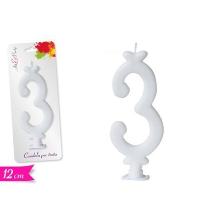 INGROSSO CANDELA NUMERO 3 12CM BIANCA