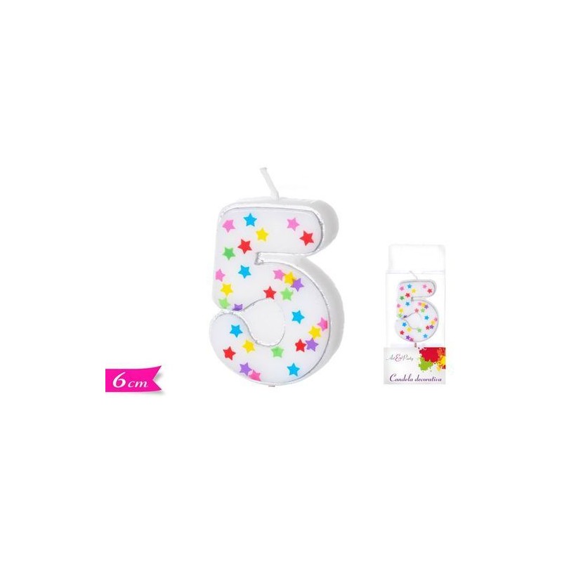 CANDELA NUMERO 5 C/STELLE EAN 8032732184774 INGROSSO CANDELE COMPLEANNO