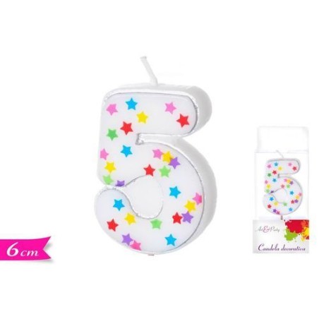 CANDELA NUMERO 5 C/STELLE EAN 8032732184774 INGROSSO CANDELE COMPLEANNO