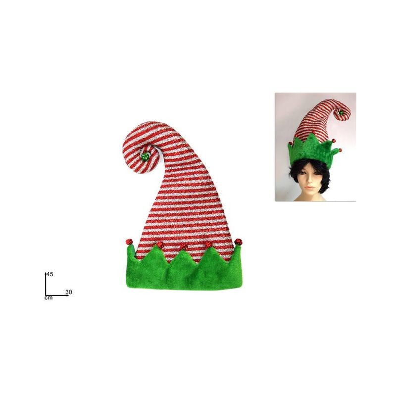 CAPPELLO ELFO CON CAMPANELLINI 30X45CM EAN 8033113826641 INGROSSO CAPPELLI NATALIZI
