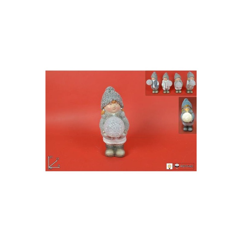 BIMBO/A C/PALLA LUMINOSA 21CM 4ASS LAM18 B235/LAM18B221 EAN 8033113854903 INGROSSO OGGETTISTICA NATALIZIA