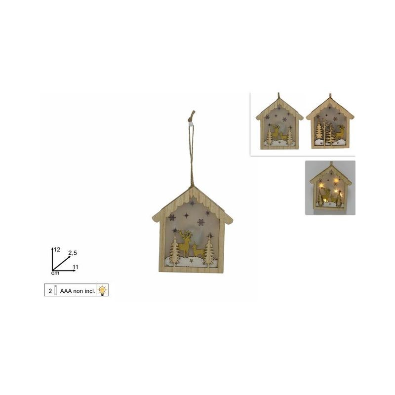 CASETTA LEGNO C/LUCI SCENARIO RENNE 2ASS EAN 8033113976759 INGROSSO OGGETTISTICA NATALIZIA