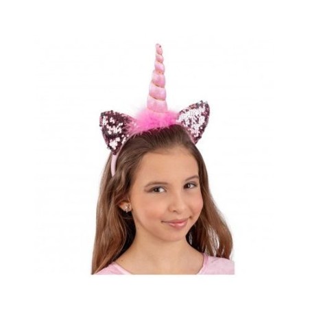 CERCHIETTO UNICORNO ROSA/ARGENTO C/PAIL EAN 8004761004149 INGROSSO CAPPELLI E CERCHIETTI DI CARNEVALE