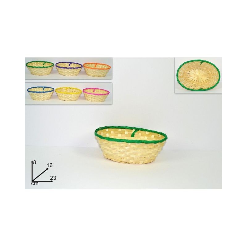 CESTO INTRECCIATO OVALE 23X16X8CM COL.AS EAN 8033113366413 INGROSSO CESTI PASQUA