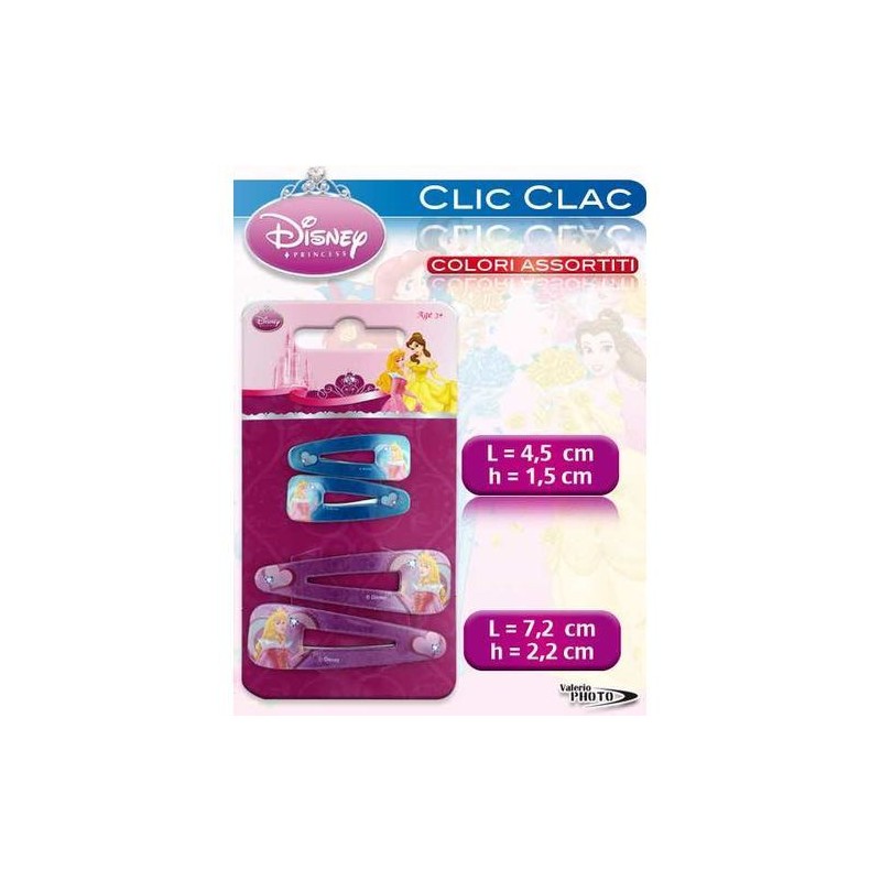 CLIC CLAC PRINCESS 2 COPPIE EAN 8032770219254 INGROSSO MOLLETTE E CLIP