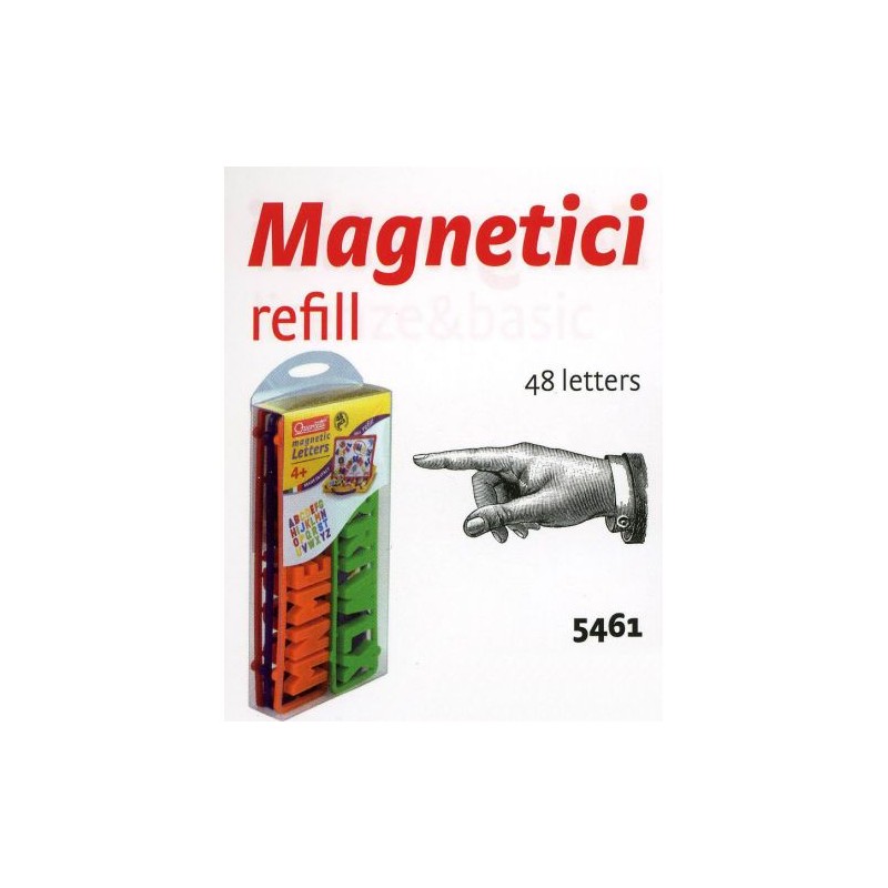 RICAMBI 48 LETTERE MAIUSCOLE MAGNETICHE 13X29X5CM EAN 8007905054611 INGROSSO QUERCETTI CHIODINI GIOCHI