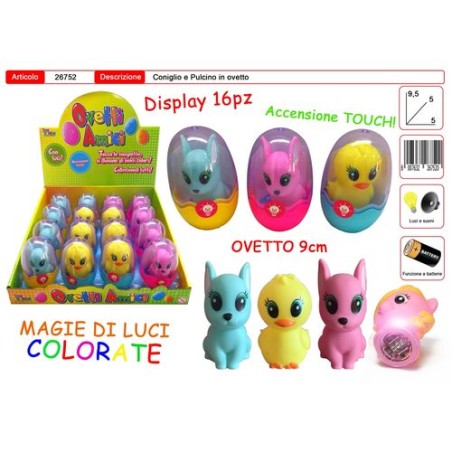 CONIGLIO E PULCINO IN OVETTO C/LUCE LUCI E SUONI EAN 8007632267520 INGROSSO GIOCHI DA EDICOLA