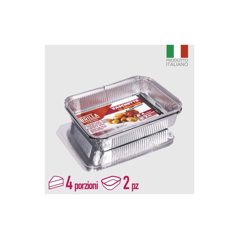 CONTENITORE C/COP 4 PORZIONI 2PZ ALLUMIN EAN 8000061058066 INGROSSO VASCHETTE DI ALLUMNIO E BOBINE PER ALIMENTI