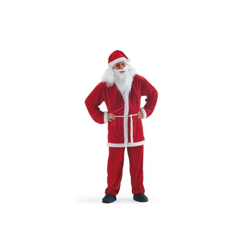 COSTUME BABBO NATALE IN CINIGLIA CON CINTURA CAPPELLO E BARBA EAN 8004761270001 INGROSSO COSTUME BABBO NATALE ADULTI