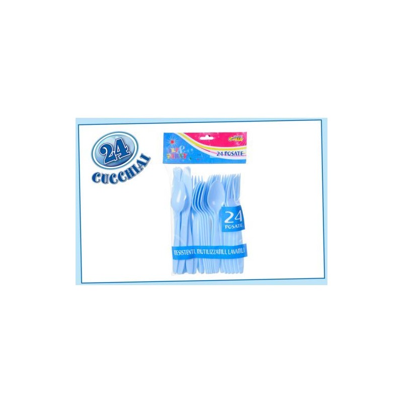 CUCCHIAIO PL. PZ.24 AZZURRO EAN 8032732091416 INGROSSO GIOCATTOLI