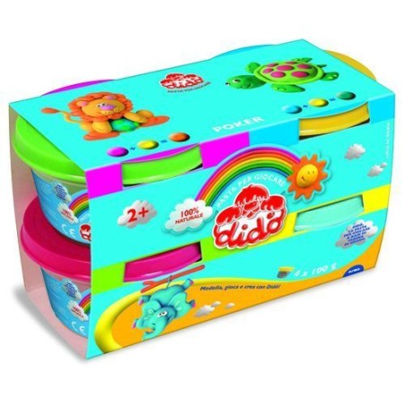 DIDO' BARATTOLI POKER 4X100G. EAN 8000144390700 INGROSSO PASTA PER MODELLARE DIDO