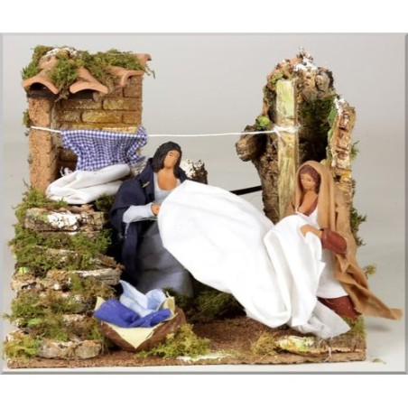 DONNE C/LENZUOLA CM.12 MOVIM. 23X18X18CM EAN 8018623103499 INGROSSO PERSONAGGI PER IL PRESEPE E ANIMALI