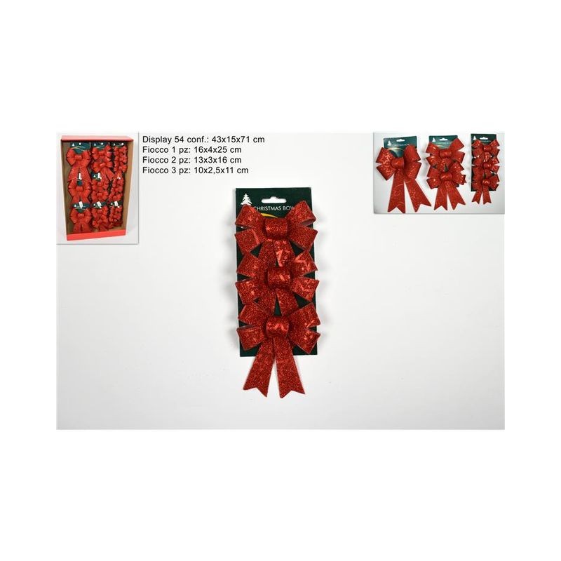 FIOCCHI GLITTERATI ROSSI C/STELLINE EAN 8053482091372 INGROSSO NASTRI NATALIZI PER ADDOBBO