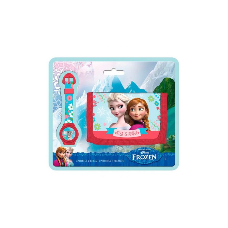 FROZEN GIFT SET OROLOGIO DIGIT./PORTAFOG OROLOGIO 19X16.5X2-PORTAFOGLIO 11.5X7CM EAN 8422535854484 INGROSSO SALVADANAI E OROLOGI