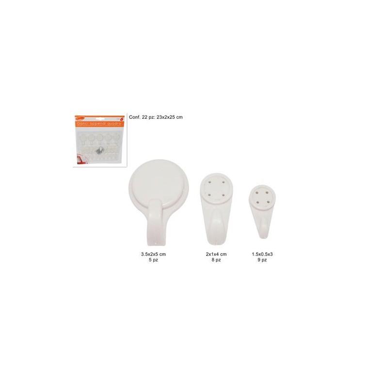GANCI APPENDIQUADRO SET 22PZ IN BLISTER EAN 8034048370605 INGROSSO VITI E CHIODI