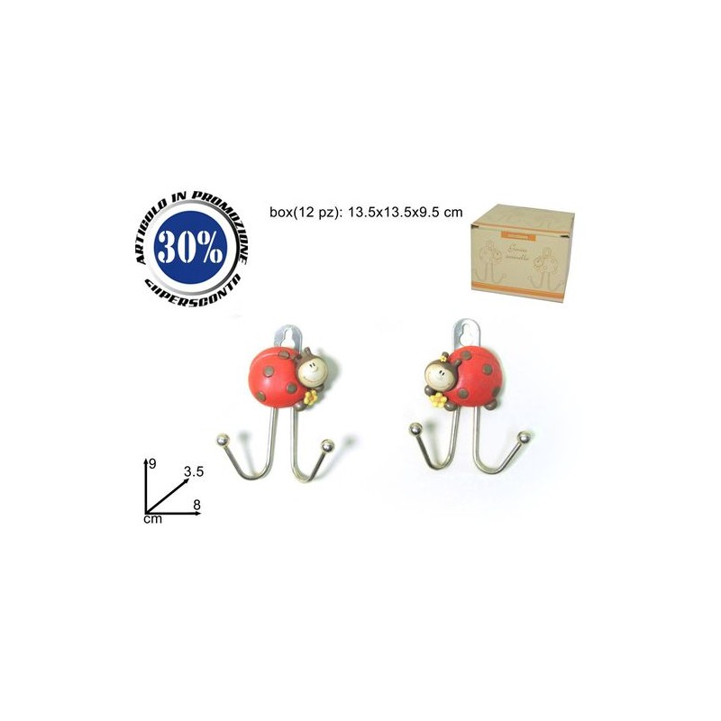 GANCIO 2 POSTI COCCINELLA ASS. EAN 8034048039465 INGROSSO VITI E CHIODI
