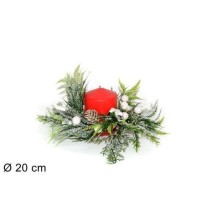 INGROSSO GIROCANDELA STELLE E BACCHE BIANCO 20CM