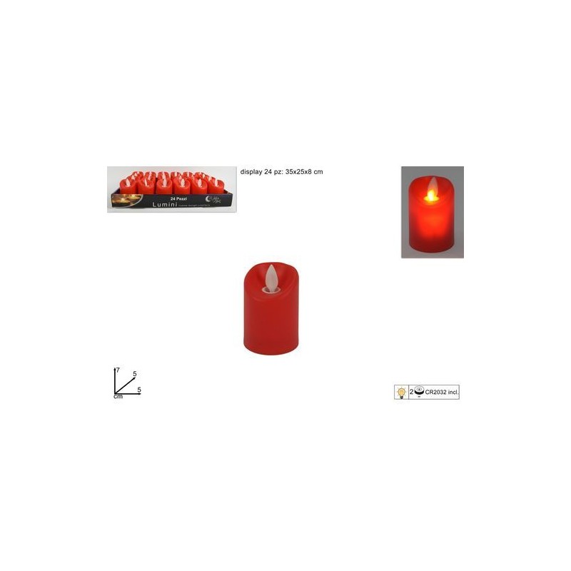LUMINO C/MOVIMENTO FIAMMA BATT.7CM ROSSO EAN 8033113843518 INGROSSO CANDELE E LAMPADE NATALIZIE