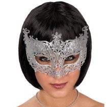 INGROSSO MASCHERA C/GLITTER ARGENTO IN PVC