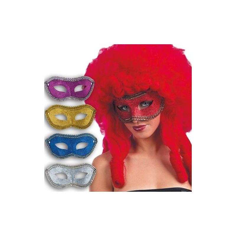 MASCHERA IN TESSUTO GLITTERATO COL.ASS. EAN 8004761008604 INGROSSO MASCHERE DI CARNEVALE